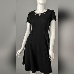 Chic Black Dress with Embellished Neckline